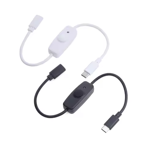 USB Type C With ON/OFF Switch Power Button 30CM Charging Extension Cable Universal Type-C Extension 