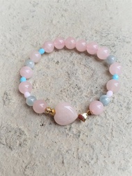 粉晶心│海藍寶│心型 │14K金珠│捷克手工珠│手鍊 節慶禮物