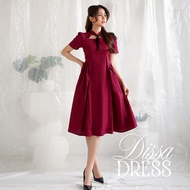 JOUETA | Dissa Dress | Ella Midi Dress | Korean Style Women's Dress in Black, Cream, and Maroon BIG 