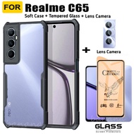 Shock Proof Phone Case for Realme C65 Tempered Glass Film 3 in 1 Realme C67 4G C65 Camera Lens Film