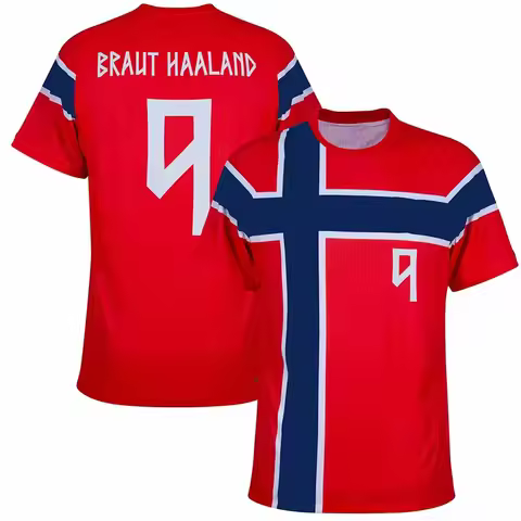 Men's Soccer Jersey T-Shirt, Norway Team Erling Haaland Fan Jersey, Quick-Dry and Breathable