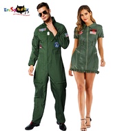 Retro Top Gun Maverick Flight Dress Halloween Costume For Adult Army Green American Military Pilot Uniform Kids Group Cosplay