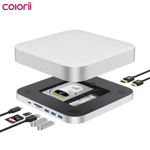for Mac mini with 2.5 SATA NVME M.2 SSD Case DP USB3.0 M1/M2 USB C Hub with Hard Drive Enclosure Typ