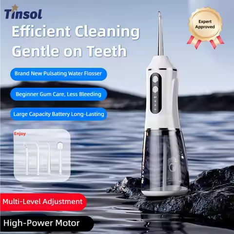 TINSOL Electric Oral Irrigator with 3 Cleaning Modes, Type-C Charging, Waterproof IP7, Dental Water 