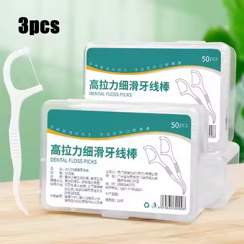 3 PCS Disposable Plastic Toothpick Dental Floss High-tension Smooth Dental Floss Stick Portable Dent