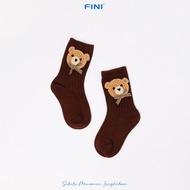 FINI Premium, Fashion Children's Socks with 3D Teddy Bear Motif, Size SML, 5120, Trendy, Cool Fashio