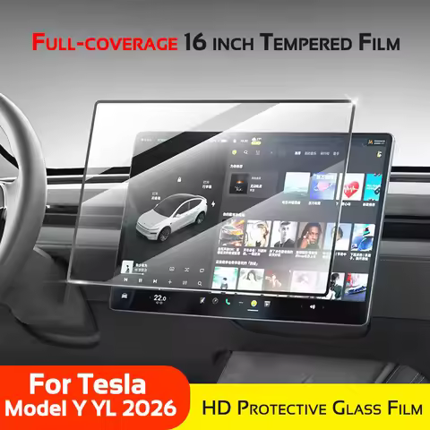16 Inch Full Coverage HD Tempered Glass Protector for Tesla Model Y YL 2026 16" Screen Protective Fi
