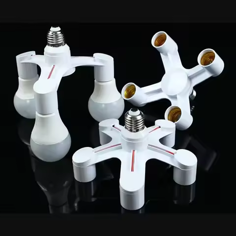 E27 E26 6 5 4 3 2 in 1 LED Light Bulbs Socket Adapter Splitter, Standard Lamp Holder Base Converter 