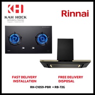 RINNAI RH-C1059-PBR CHIMNEY HOOD + RB-72G 2 BURNER BUILT-IN HOB BUNDLE