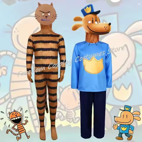 w;3'c\6,b' Dogman Fantasia Shirt Cartoon Clothes Pitti Cat Detective Dog Cosplay Costume for Boys Gi