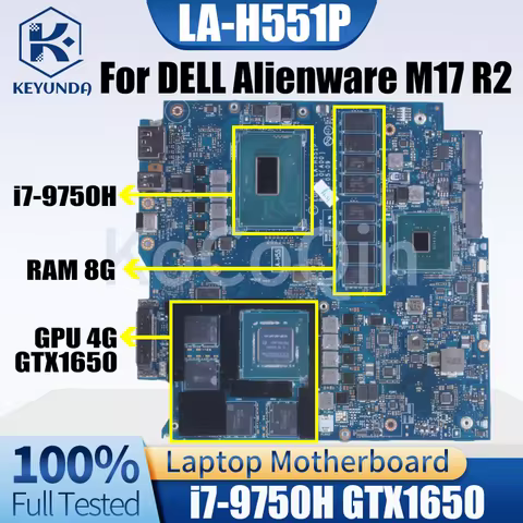 8G LA-H551P For DELL Alienware M17 R2 M15 R2 Notebook Mainboard 03F73N Core i7-9750H GTX1650 4G Lapt