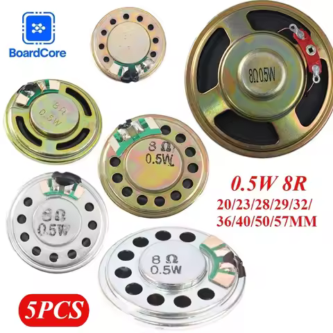 5PCS 0.5W 8 Ohm Speaker Diameter 20/23/28/29/32/36/40/50/57MM Loudspeaker Iron Shell Speaker Loud Sp