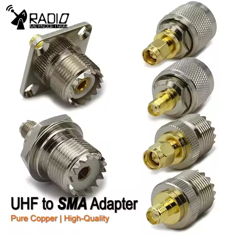 UHF to SMA Connector SO239 PL259 Male Plug & Female Jack 4Hole Flange RF Adapter Straight Brass for 