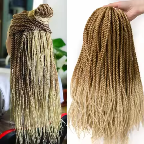 18Inches 24Inches Synthetic Senegalese Twist Hair Crochet Braids For Women Braiding Hair Grey 613# 2