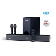 Jazpiper PRO Home Karaoke System | Auto Updated Cloud Music Library | 6.5" Wireless Subwoofer | Dual UHF Mic