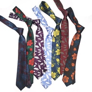 Necktie7cm Men's Women's Self-tied Fun Creative Retro Personality Ties Red Purple Big Flower Shirt C