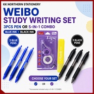 WEIBO 0.7mm Ballpoint Pen Black Blue Study Writing Set Student Exam office Admin Uni College Teacher
