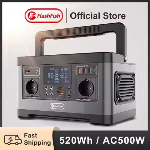FF Flashfish P63 500W Rechargeable Portable Power Station 520Wh Battery Solar Generator Electric Pow