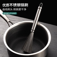 AT/🪁BAIJIE304Stainless Steel Wok Brush Kitchen Easy to Wash without Hiding Dirt Long Handle Brush Pot Artifact Stainless