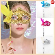Fashion Masquerade Ball Princess Mysterious Holding Flower Measuring Sequins Half Face Mask Venetian