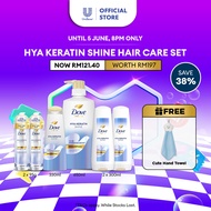 [6.6 Chup Dulu] Dove Hya Keratin Shine Hair Care Set (Shampoo 650ml & 330ml + Conditioner 300ml + No