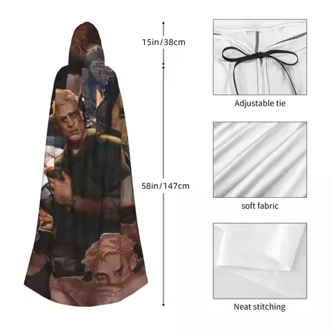 Simon Ghost Riley Long Hooded Cloak Witch Medieval Costume Cosplay Cape HalloweenCoat Adult Unisex