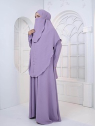 Elegant Crepe Ironless Jubah Set with Khimar and Purdah - Raya Arrival