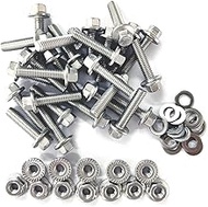 30 Sets M6x1.0-25mm Flanged Hex Head Bolts, Flange Hexagon Screws, Hanger Bolts,Stainless Steel 18-8 (304), M6 Flange Bolt and Nuts,Washer for Securing Exhaust Components (M6x25mm)