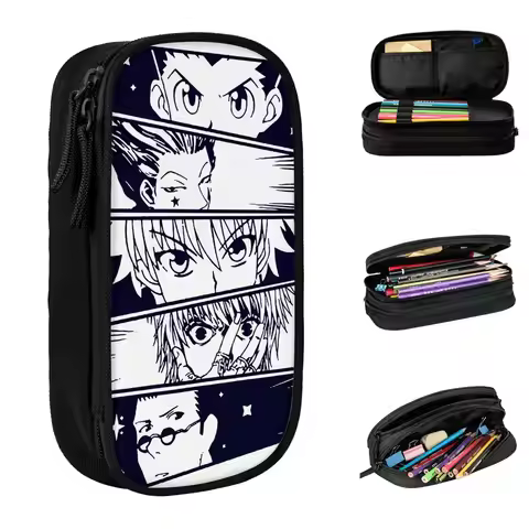 Hunter X Hunter Kurapika Gon Killua Hisoka Pencil Case HXH Manga Pen Pencil Bags for Student Big Cap