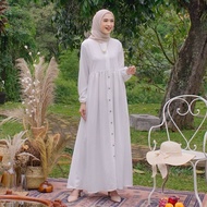Gamis Putih Polos Syar'i Baju Pengajian Muslim Gamis Basic Busui Aplikasi Kancing Daily Basic
