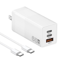 65W USB C Charger,3-Port GaN Charger Foldable Type C Fast Wall Charger,AC Power Adapter for MacBook 