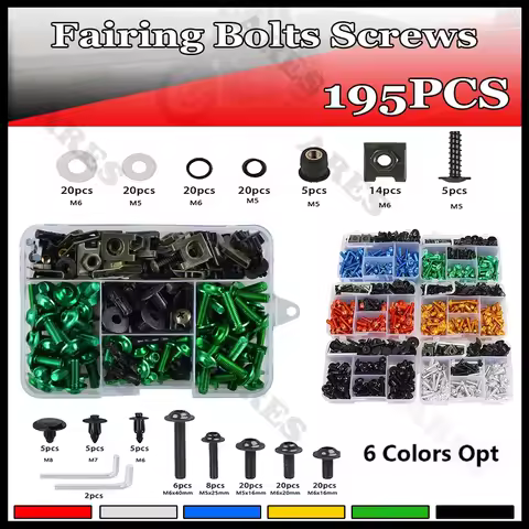 195 PCS Motorcycle Accessories Aluminum Fairing Bolt Screws Kit Fit For YAMAHA YZF 600 1000 R1 R6 R3