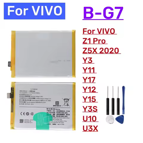 New 5000mAh B-G7 Battery For VIVO Z1 Pro Z5X 2020 Y3 Y11 Y17 2019 Y12 Y15 Y3S U10 U3X +Free Tools