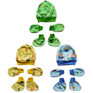 2 set topi sarung tangan dan sarung kaki bayi baru lahir newborn / KAUS KAKI BAYI / TOPI BAYI MOTIF 
