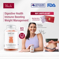 【Official】Unichi Pre & Probiotics Teddi Lab Gummy (60 Gummies)Digestive Health，Gut Wellness，Immune B