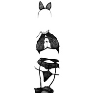 B333 - Bikini Costume Bunny Rabbit Halterneck Black Transparent Headband