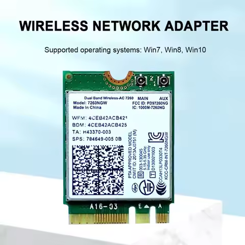 Bluetooth WiFi Card For Intel 7260NGW 7265NGW Wireless Network Adapter 802.11AC Dual Band 2.4G 5G Fo