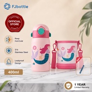 FJbottle Tumbler Tahan Sejuk 400ml Kids Water Bottle With Straw & BagTemperature Retention Leakproof