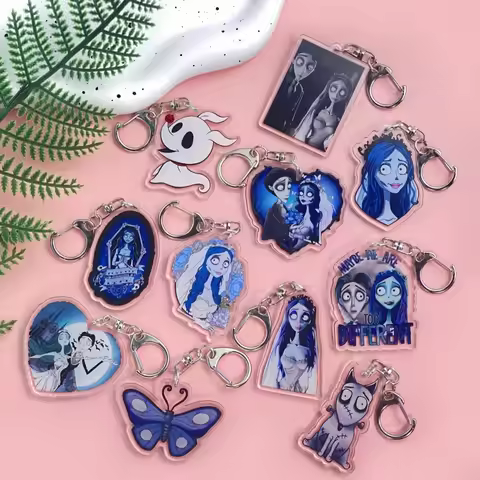 Tim Burton's Corpse Bride Acrylic Keychain Accessaries Cartoon Bag Pendant Cute Backpack Car Charm K