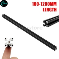 GVB 100-1300mm T-slot Aluminium Extrusion Profile Alloy - 6063 T5 20x20mm Black