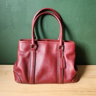 【北極二手雜貨】Vintage Coach 7586 酒紅色經典皮製老包 手提包
