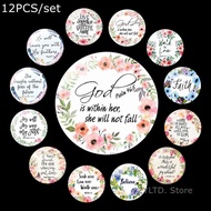 Bible Verse Fridge Magnet 12PCS 30MM Set Glass Cabochon Quote Refrigerator Magnets Fridge Sticker Religion Art Letter Home Decor