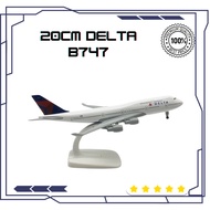 20cm American Delta Boeing B747 Diecast Aircraft Model Metal Airplane Toy with Landing Gear Aviation