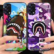 O-4 BAPE tempered Glass Phone Case OPPO Reno 4 A15S A91 3 6Z 5 6 A15 F15 5G