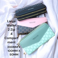 Borong Wholesale Long Wallet 2 Zip  Dompet Perempuan Dompet Panjang Dompet Korea Dompet Perempuan Be