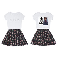 86- Eighty Six Women Short Sleeve T-shirt Short Skirt Set Summer New Japanese Manga Printed Womens T