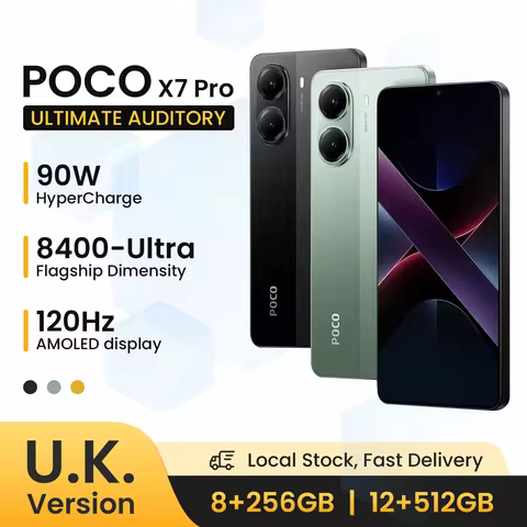 UK Version POCO X7 Pro Smartphone Dimensity Display Powered by Flagship Dimensity 8400-Ultra 6000mAh