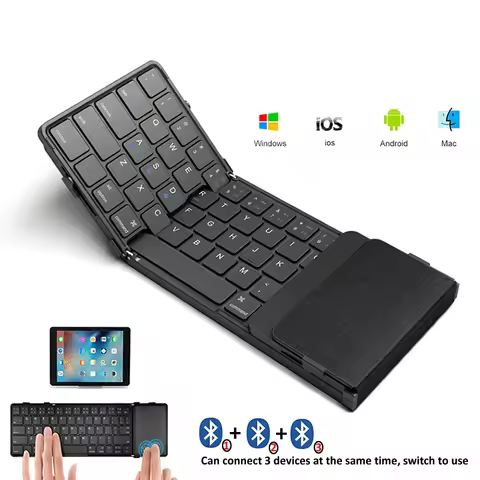 BOW Korea/Russia Wireless Folding Keyboard with Touchpad/Numberpad Rechargeable Foldable Bluetooth K
