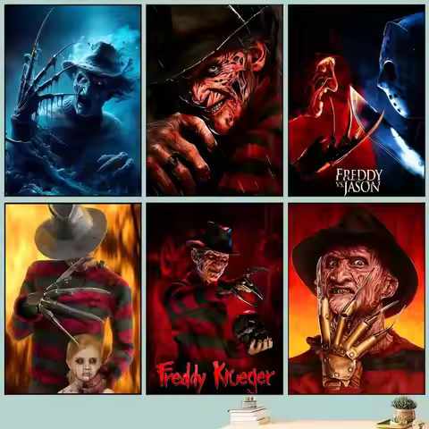 1pc Horror Movies K-Krueger F-Freddy Poster Self-adhesive Art Waterproof Paper Sticker Coffee House 