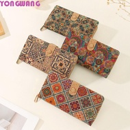 YONGWANG66HR Retro Printed Wallet, Wood Grain Short Zipper Multi-card Slot Purse, Fashionable Card S